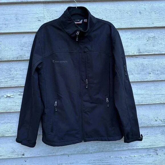 Free Country Zip Up Black Softshell Camp Water-Resistant Men's Jacket (Size M) - Picture 1 of 4